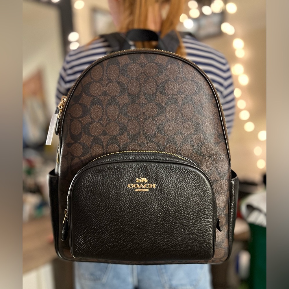 Coach Large Court Backpack In Signature Canvas